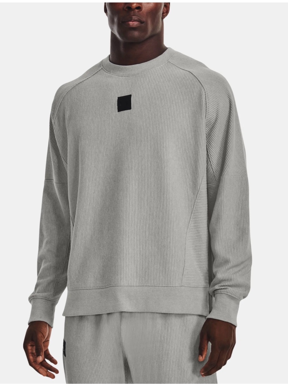 Under Armour Men's Crewneck Ribbed Sweater in Light Gray